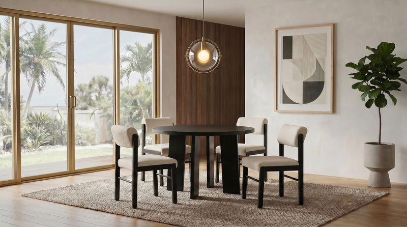 Kehoe Upholstered Dining Side Chair Cream and Black (Set of 2) - 193932BLK