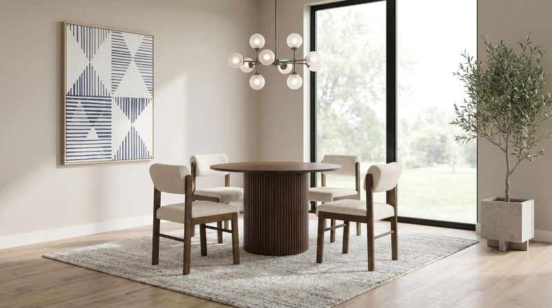 Kehoe Upholstered Dining Side Chair Cream and Walnut (Set of 2) - 193932WAL