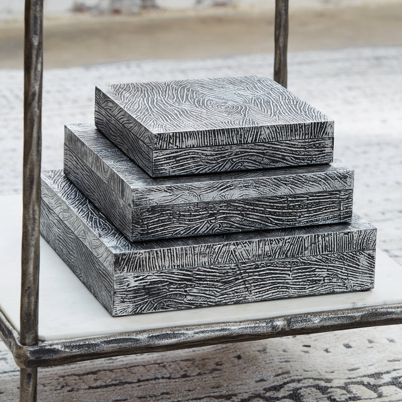 Keldy Antique Pewter Finish Box (Set of 3) - A2000491
