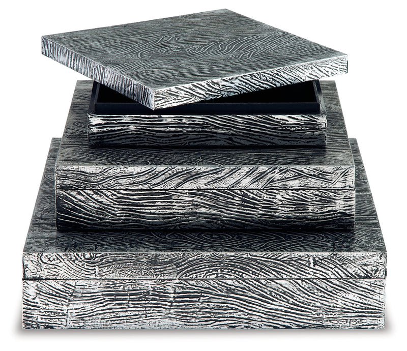 Keldy Antique Pewter Finish Box (Set of 3) - A2000491