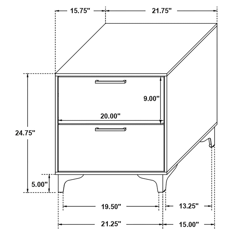 Kendall 2-drawer Nightstand Black - 224452