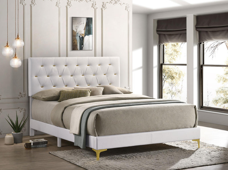 Kendall Upholstered California King Panel Bed White - 224401KW