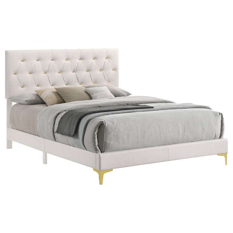 Kendall Upholstered California King Panel Bed White - 224401KW