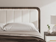 Kendanport White/Brown King Upholstered Bed, Dresser and Nightstand - PCB1108B11