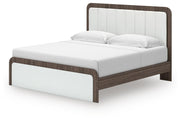 Kendanport White/Brown King Upholstered Bed - PCB1108B8