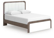 Kendanport White/Brown Queen Upholstered Bed - PCB1108B7