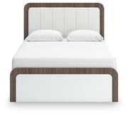 Kendanport White/Brown Queen Upholstered Bed - PCB1108B7