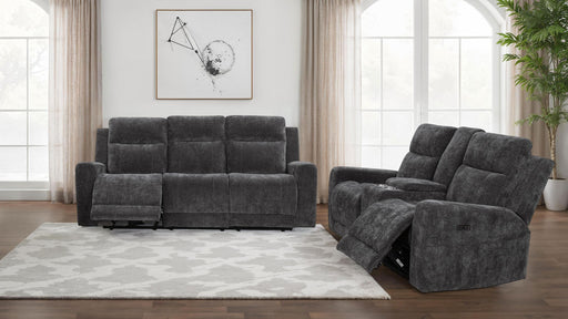 Kennett 2-piece Chenille Power Reclining Sofa Set Dark Grey - 610154P-S2