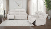 Kennett 2-piece Chenille Power Reclining Sofa Set Ivory - 610151P-S2