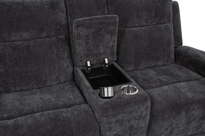 Kennett 3-piece Chenille Power Reclining Sofa Set Dark Grey - 610154P-S3