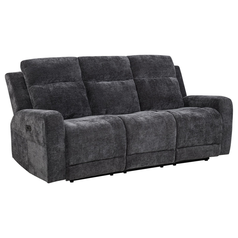 Kennett 3-piece Chenille Power Reclining Sofa Set Dark Grey - 610154P-S3