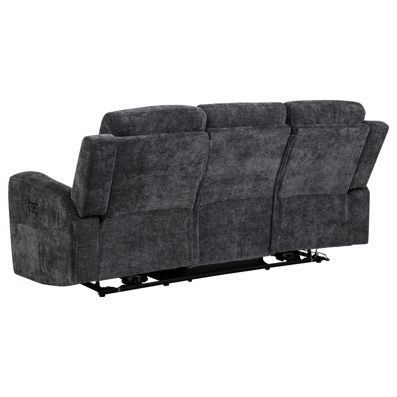 Kennett 3-piece Chenille Power Reclining Sofa Set Dark Grey - 610154P-S3