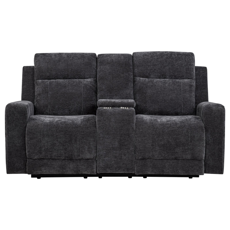 Kennett Chenille Upholstered Power Reclining Loveseat Grey - 610155P