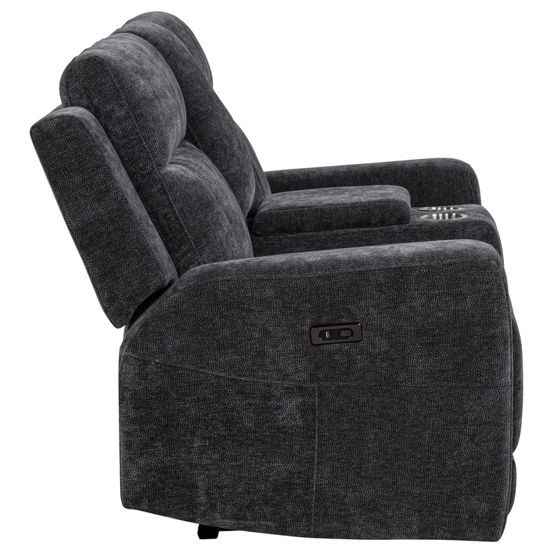 Kennett Chenille Upholstered Power Reclining Loveseat Grey - 610155P