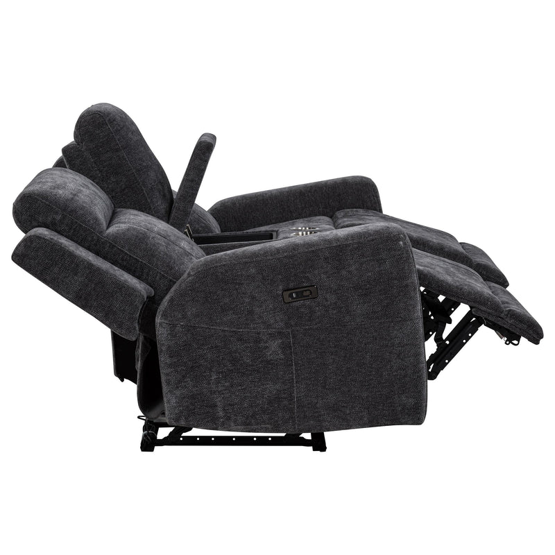 Kennett Chenille Upholstered Power Reclining Loveseat Grey - 610155P
