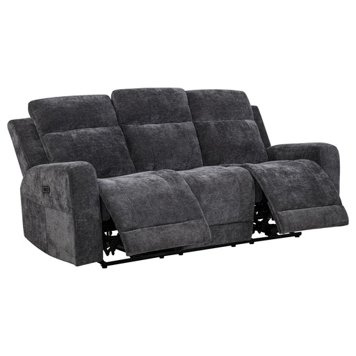 Kennett Chenille Upholstered Power Reclining Sofa Dark Grey - 610154P