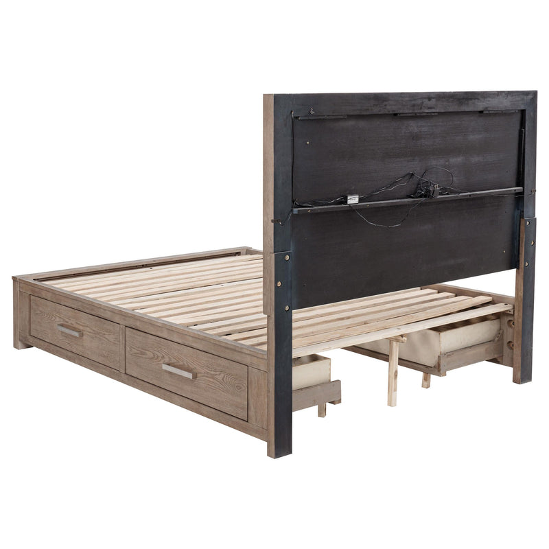 Kenora 56-inch Queen LED Storage Bed Barley Brown - 224850Q