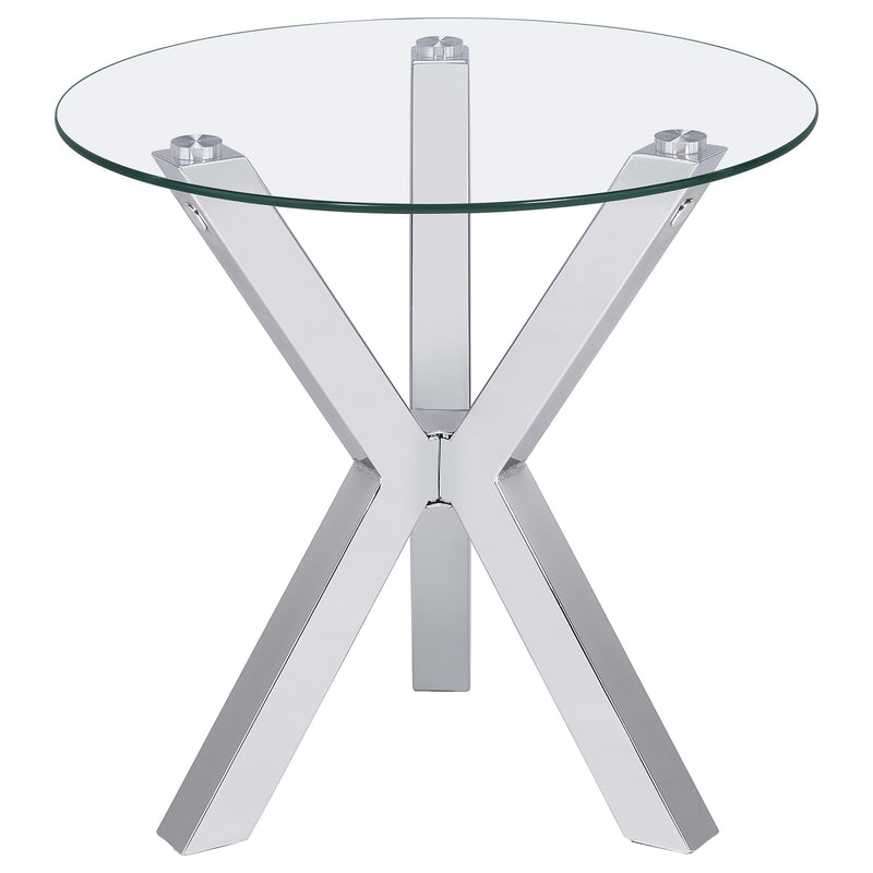 Kenzie 2-piece Round Coffee and End Table Set Chrome - 708128-S2