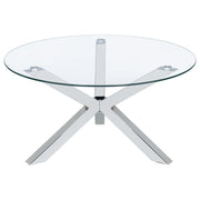 Kenzie 2-piece Round Coffee and End Table Set Chrome - 708128-S2