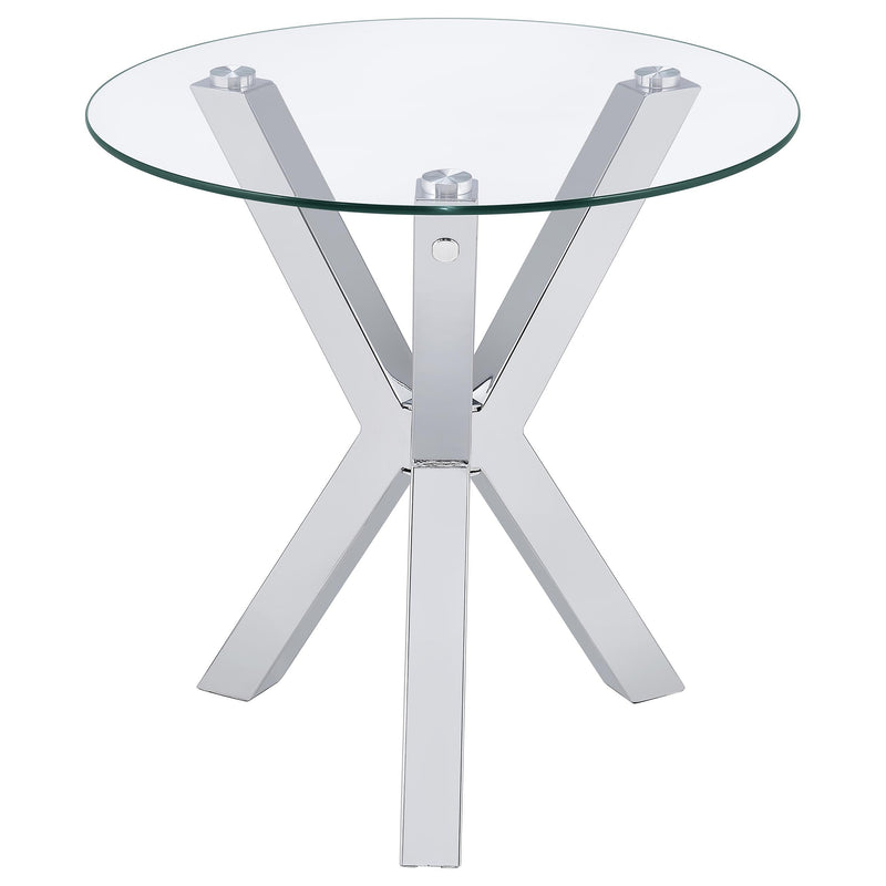 Kenzie 3-piece Round Coffee and End Table Set Chrome - 708128-S3