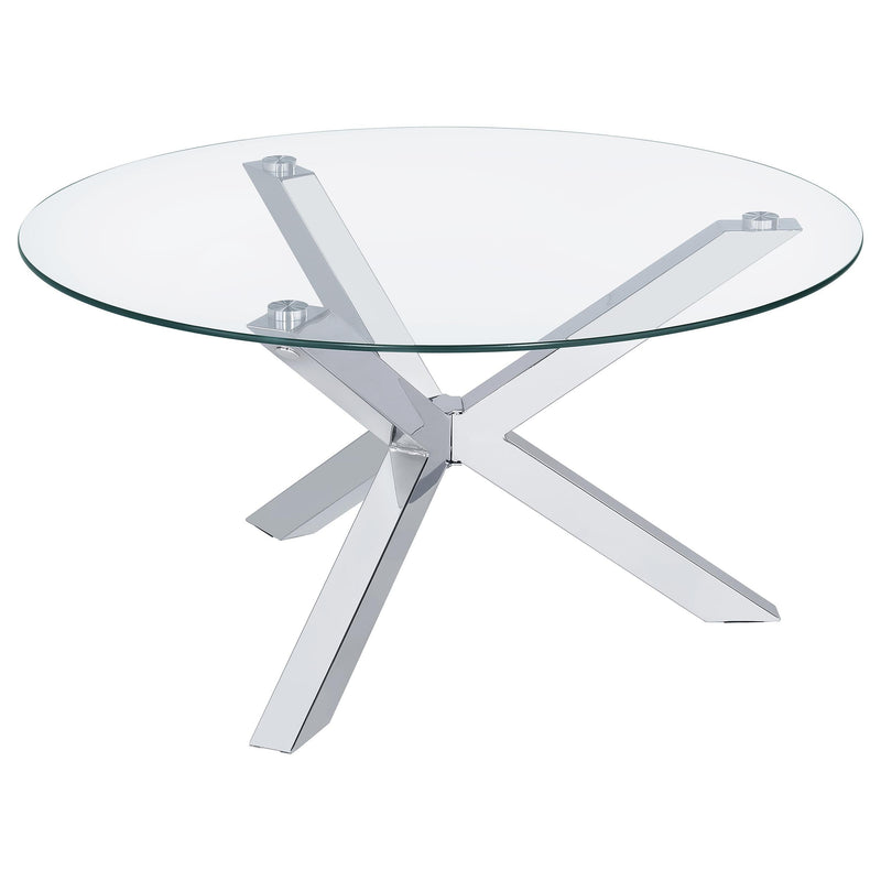 Kenzie 3-piece Round Coffee and End Table Set Chrome - 708128-S3