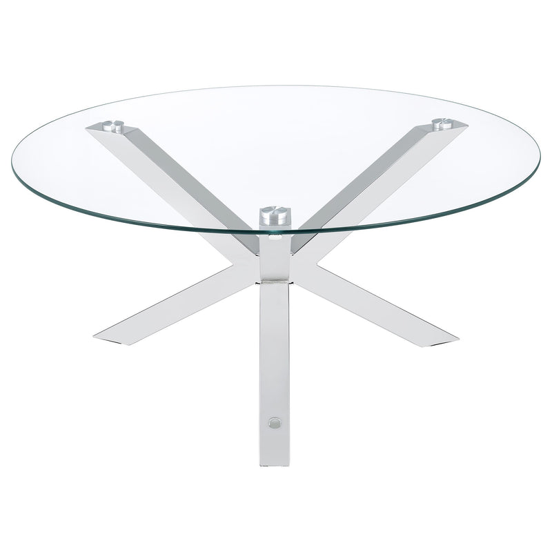 Kenzie 3-piece Round Coffee and End Table Set Chrome - 708128-S3