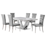 Kerwin 7-piece Rectangular Dining Table Set Grey and Chrome - 111101-S7G