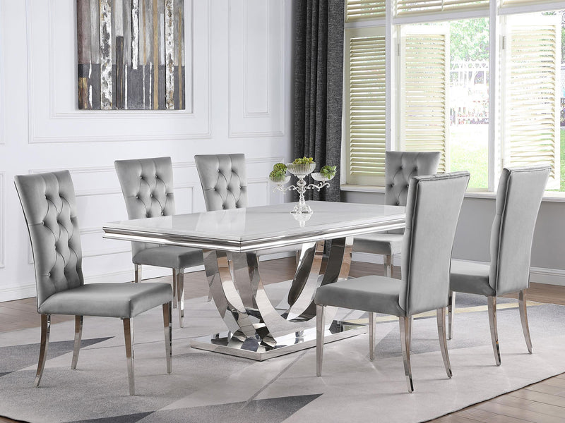 Kerwin Velvet Upholstered Dining Side Chair Grey (Set of 2) - 111103