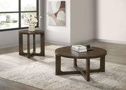 Kessler 2-piece Round Sculptural Wood Coffee Table Set Brown - 735998-S2