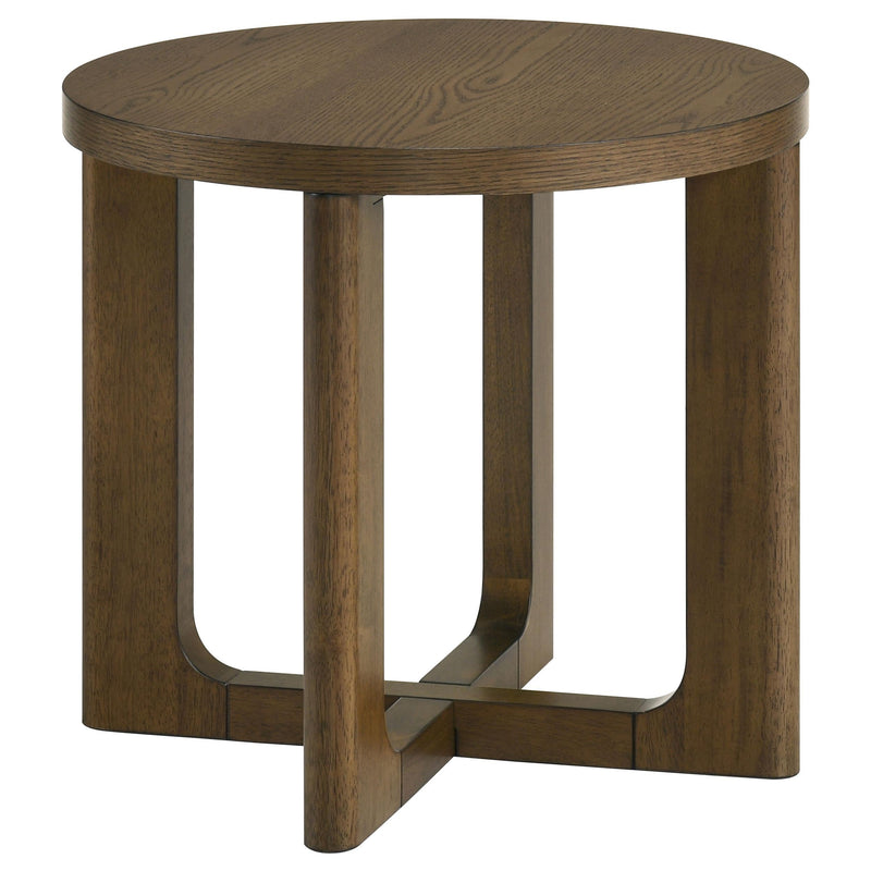 Kessler 2-piece Round Sculptural Wood Coffee Table Set Brown - 735998-S2