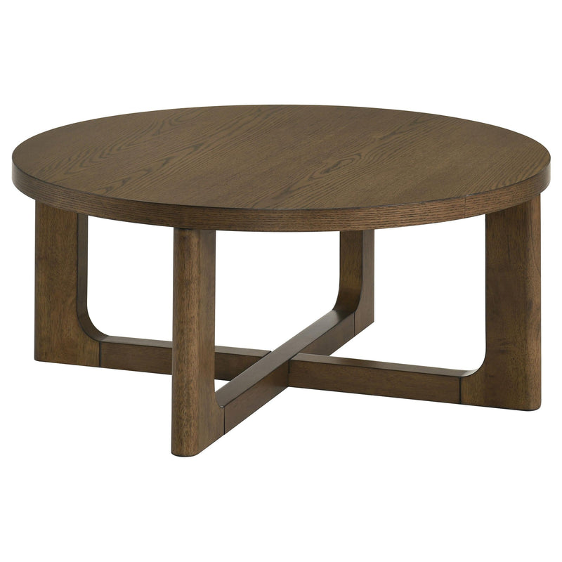 Kessler 2-piece Round Sculptural Wood Coffee Table Set Brown - 735998-S2