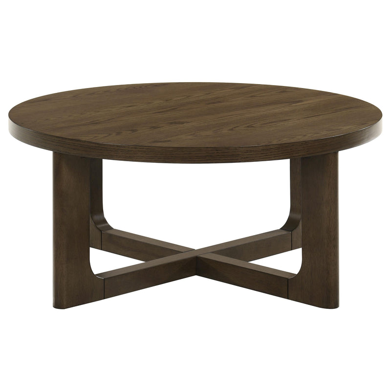 Kessler 2-piece Round Sculptural Wood Coffee Table Set Brown - 735998-S2