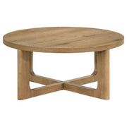 Kessler 2-piece Round Sculptural Wood Coffee Table Set Light Oak - 735988-S2