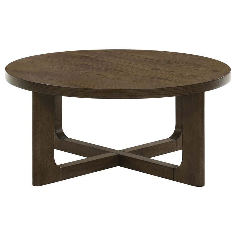 Kessler 3-piece Round Sculptural Wood Coffee Table Set Brown - 735998-S3