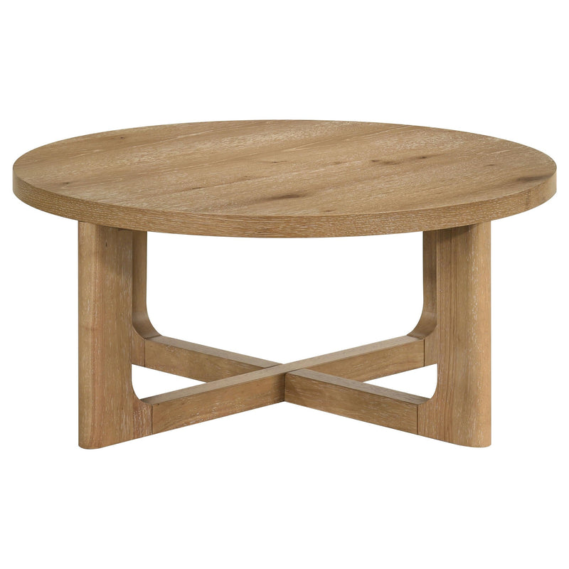 Kessler 3-piece Round Sculptural Wood Coffee Table Set Light Oak - 735988-S3