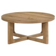 Kessler 3-piece Round Sculptural Wood Coffee Table Set Light Oak - 735988-S3