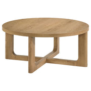 Kessler Round Sculptural Wood Coffee Table Light Oak - 735988
