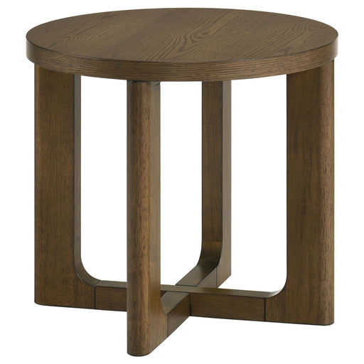 Kessler Round Sculptural Wood End Table Brown - 735997
