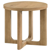 Kessler Round Sculptural Wood End Table Light Oak - 735987