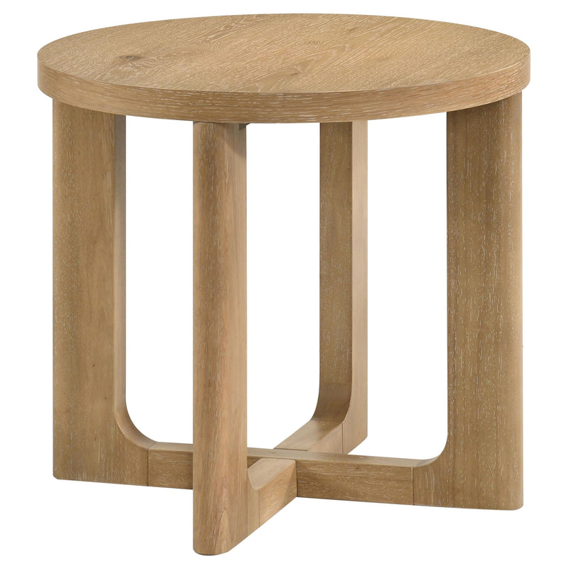 Kessler Round Sculptural Wood End Table Light Oak - 735987