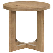 Kessler Round Sculptural Wood End Table Light Oak - 735987