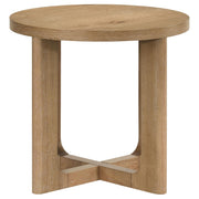 Kessler Round Sculptural Wood End Table Light Oak - 735987