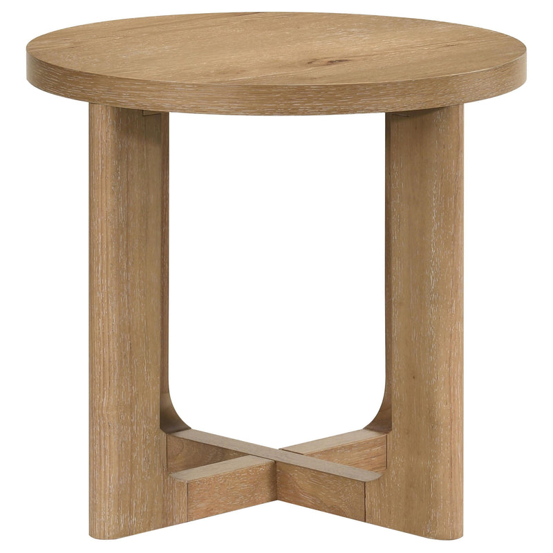 Kessler Round Sculptural Wood End Table Light Oak - 735987