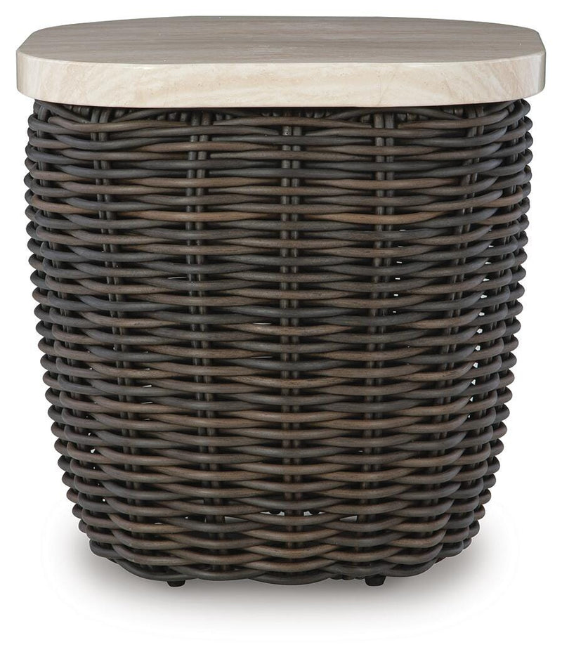 Kimora Beige/Dark Brown Outdoor End Table - P711-702