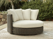 Kimora Beige/Dark Brown Outdoor Swivel Lounge Chair with Cushion - P711-810