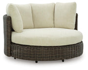 Kimora Beige/Dark Brown Outdoor Swivel Lounge Chair with Cushion - P711-810