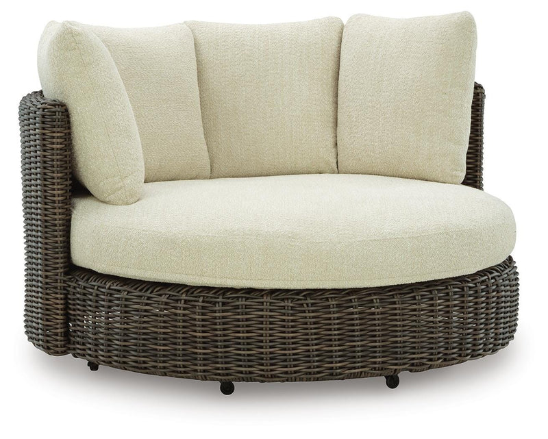 Kimora Beige/Dark Brown Outdoor Swivel Lounge Chair with Cushion - P711-810