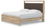 Kinlanni King Upholstered Panel Bed and Dresser in Tan - PKG023887