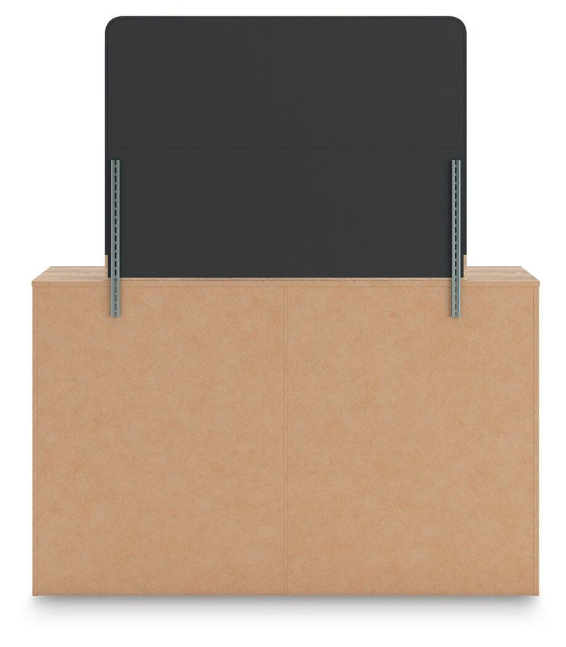 Kinlanni King Upholstered Panel Bed, Dresser and Mirror in Tan - PKG023888