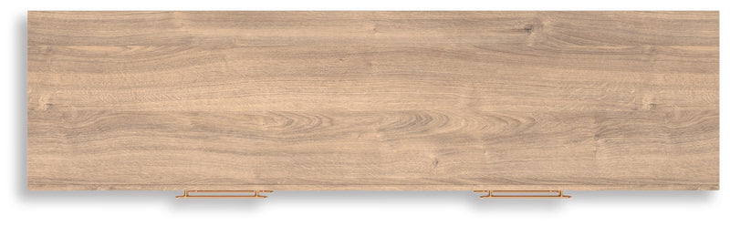 Kinlanni King Upholstered Platform Bed, Dresser and Chest in Tan - PKG023901